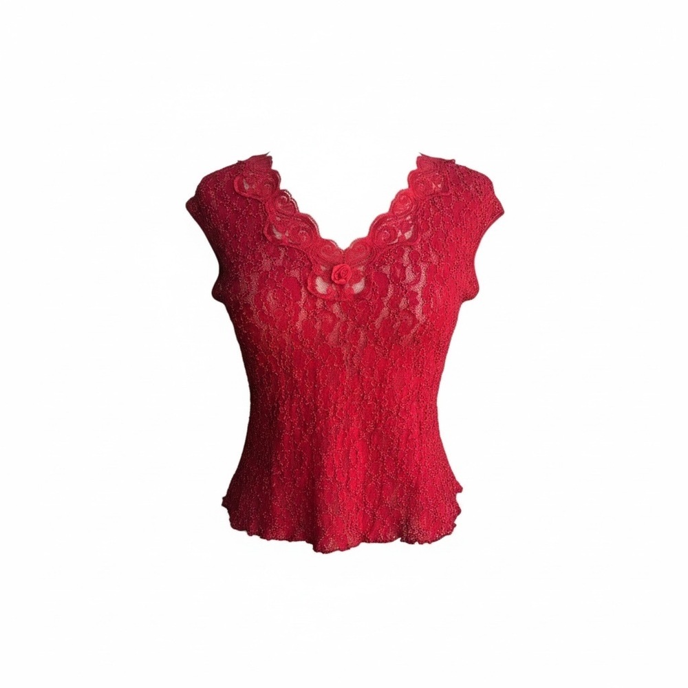 Secret Treasures Red Lace Top
